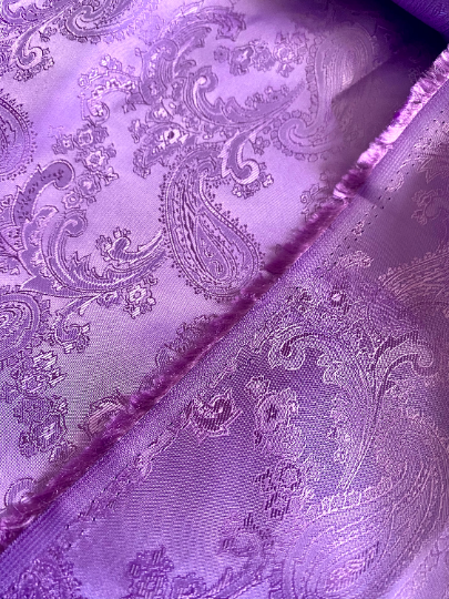 Lavender Paisley Jacquard Lining Fabric Sold By the Yard Sewing